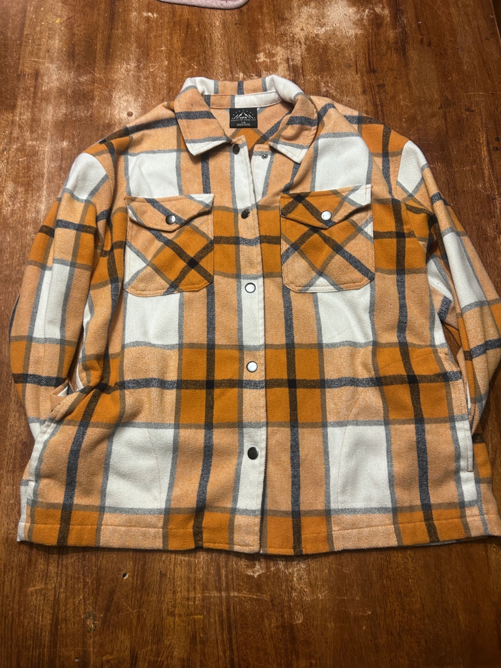 Oversized Yellow Plaid Wool Poly Flannel Style Shacket Snap Front Grunge Western